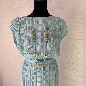 Vintage orange, blue, yellow & green long necklace.